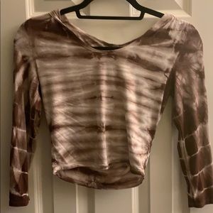 Long sleeved brown hooded crop top